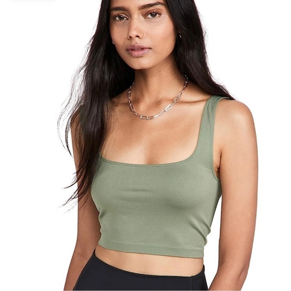 Free People Scoop Neck Crop Army Green Size XS / S NWT - Picture 1 of 8